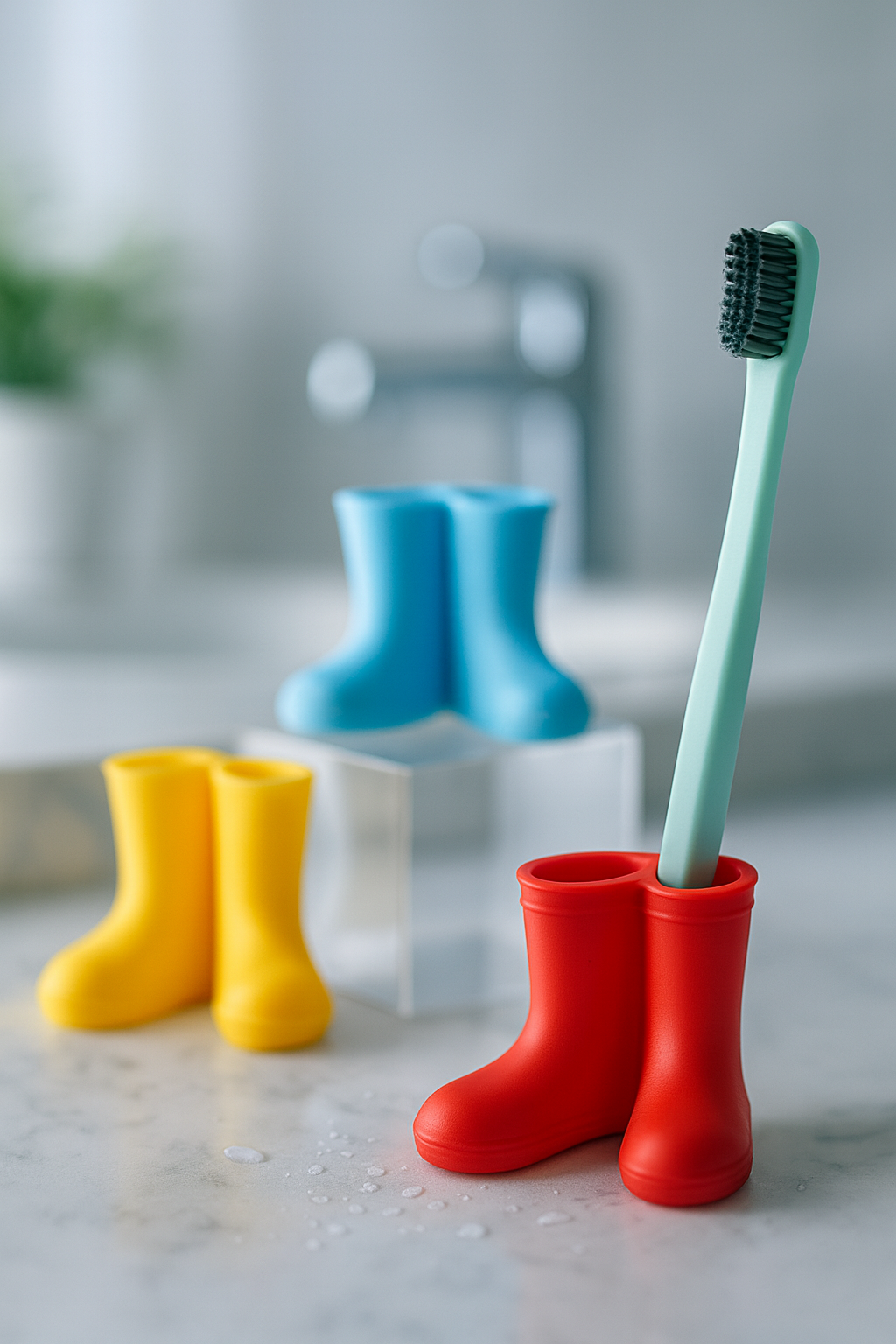 UnkyGadget – Porte-brosse à dents “Bottes” en silicone | Support stable & antidérapant | Design fun pour salle de bain