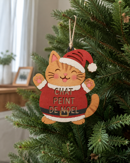 Chat Peint de Noël