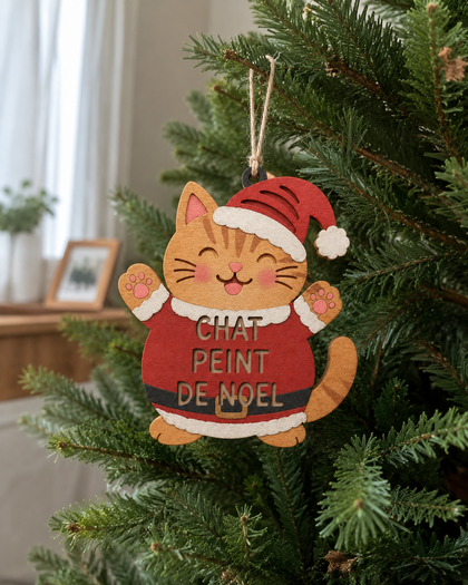 Chat Peint de Noël