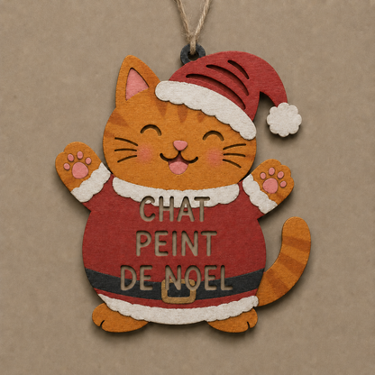 Chat Peint de Noël