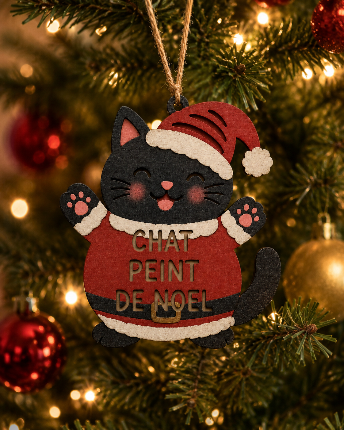Chat Peint de Noël