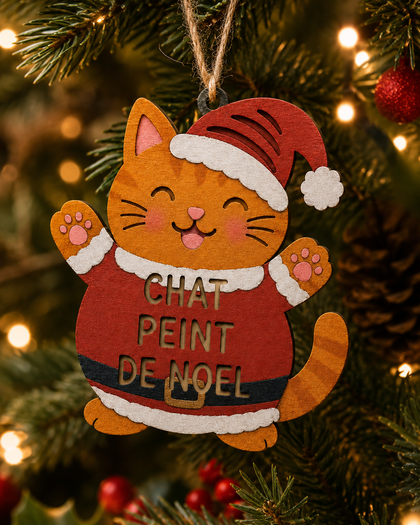 Chat Peint de Noël
