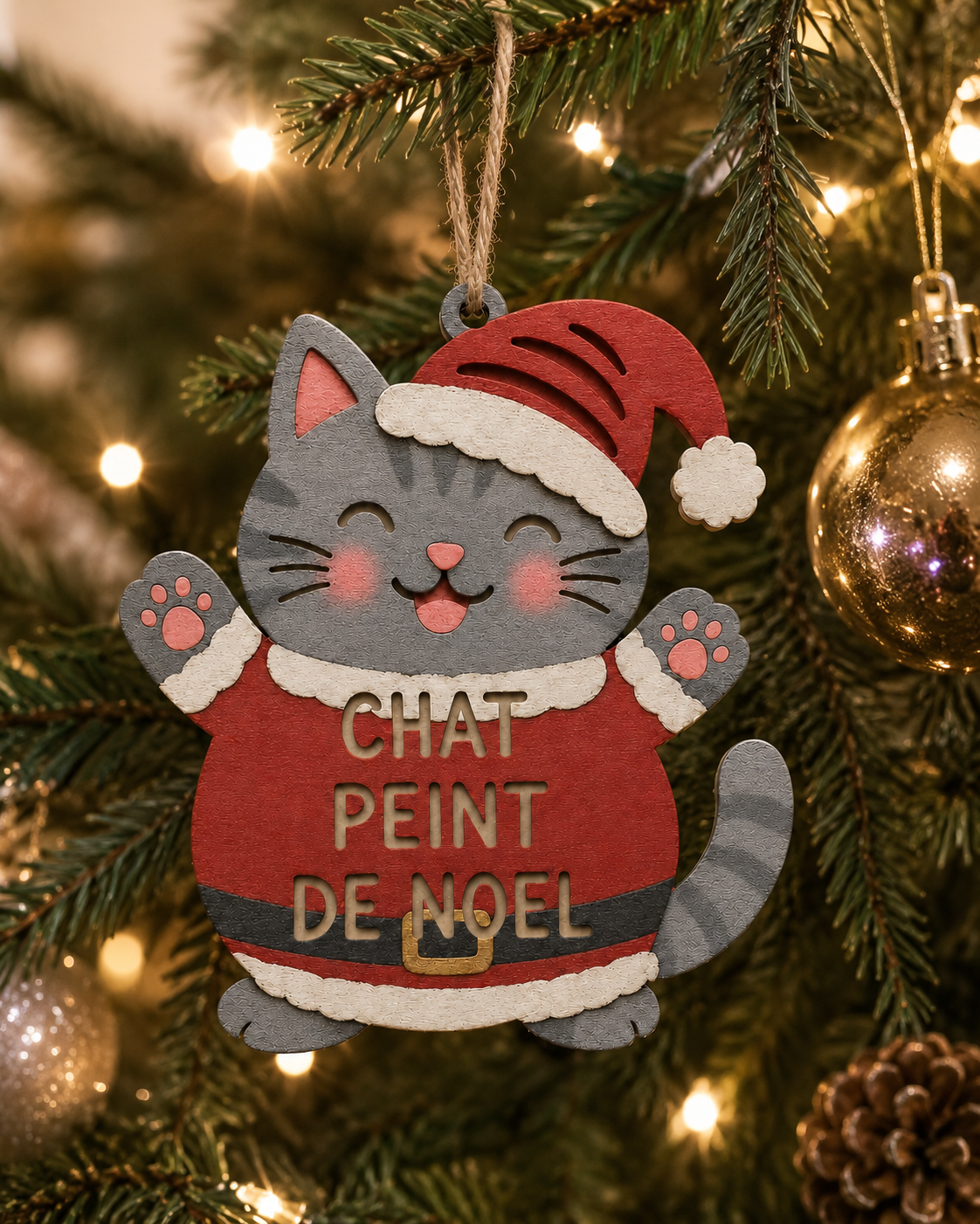 Chat Peint de Noël