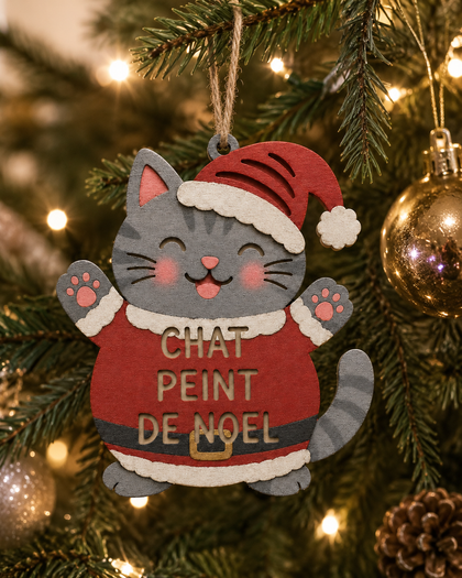 Chat Peint de Noël