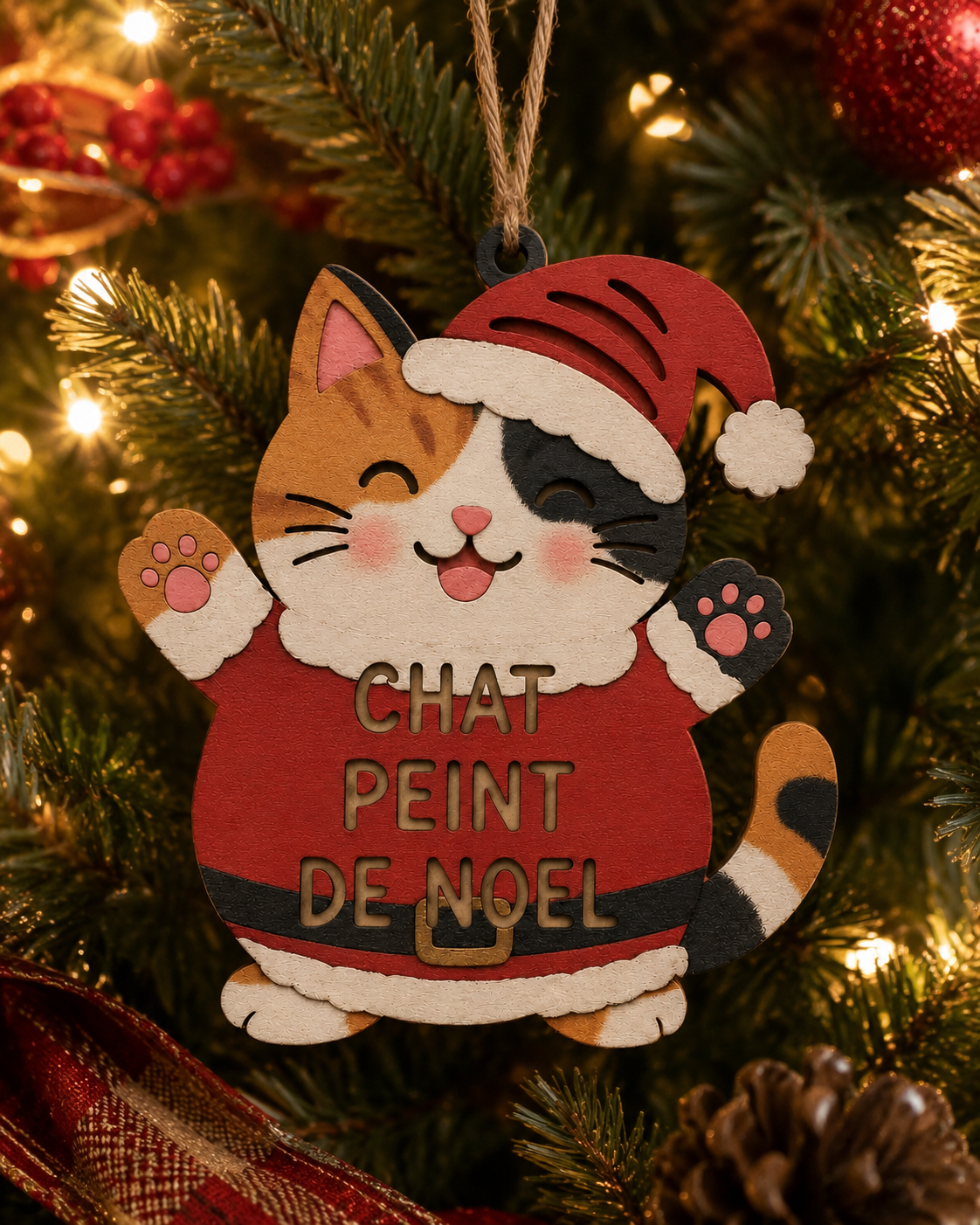 Chat Peint de Noël