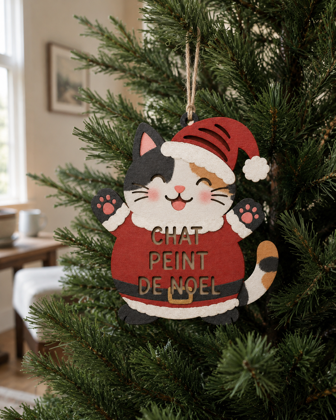 Chat Peint de Noël